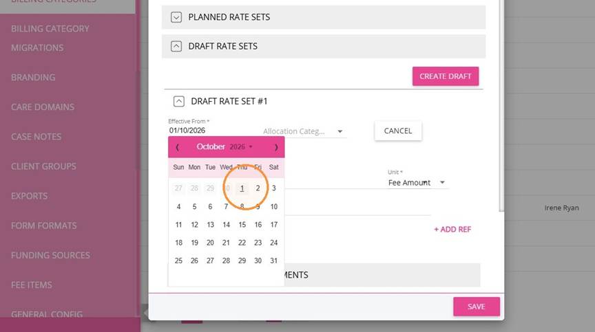 Effective From calendar with 1 October 2026 selected